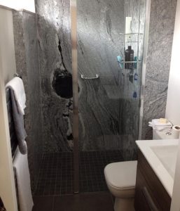 We worked with interior designers, Inspire Design, to source this unique granite to clad this shower cubicle